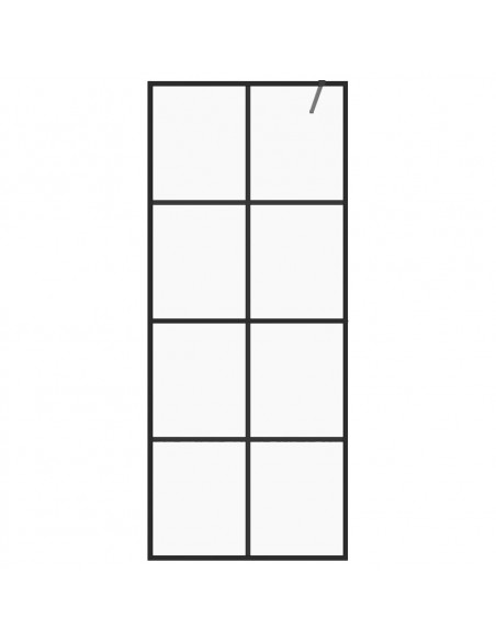 Parete per Doccia Walk-in Vetro Trasparente ESG 80x195 cm Nera