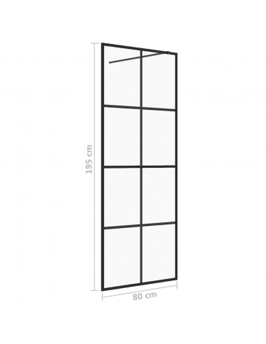 Parete per Doccia Walk-in Vetro Trasparente ESG 80x195 cm Nera