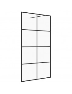 Parete per Doccia Walk-in Vetro Trasparente ESG 90x195 cm Nera 2