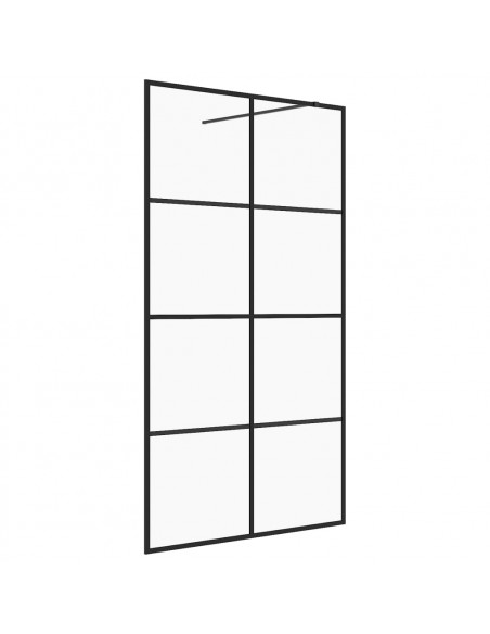 Parete per Doccia Walk-in Vetro Trasparente ESG 90x195 cm Nera