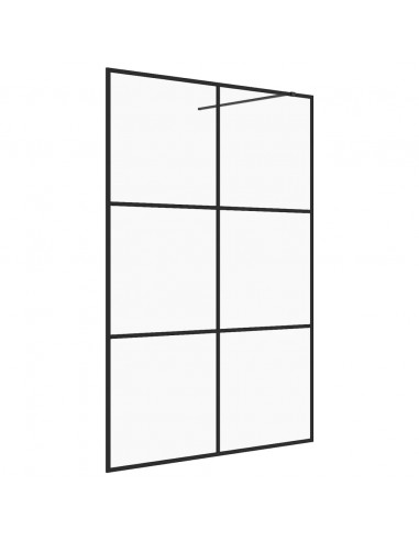 Parete per Doccia Walk-in Vetro Trasparente ESG 140x195cm Nera