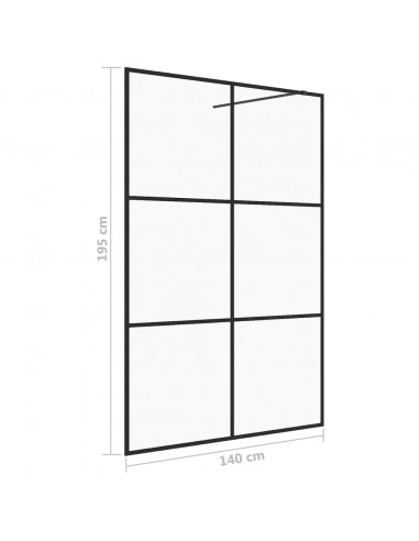 Parete per Doccia Walk-in Vetro Trasparente ESG 140x195cm Nera