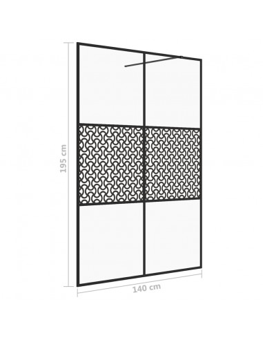Parete per Doccia Walk-in Vetro Trasparente ESG 140x195cm Nera
