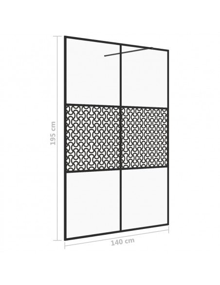 Parete per Doccia Walk-in Vetro Trasparente ESG 140x195cm Nera