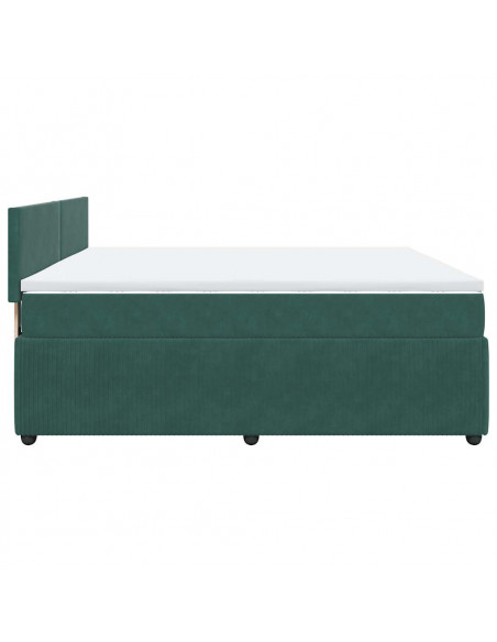Giroletto a Molle con Materasso Verde Scuro 200x200 cm Velluto