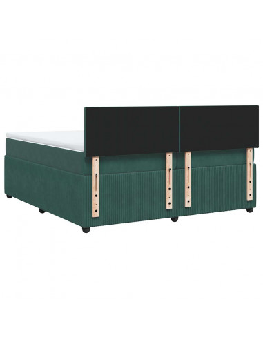 Giroletto a Molle con Materasso Verde Scuro 200x200 cm Velluto