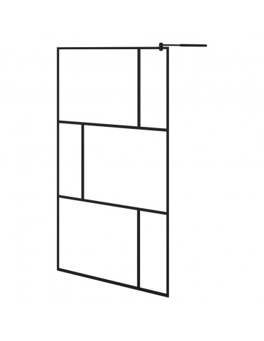 Parete per Doccia Walk-in in Vetro Temperato Nera 115x195 cm