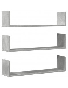 Mensole a Parete 3pz Grigio Cemento 80x18x18 cm in Truciolato 2