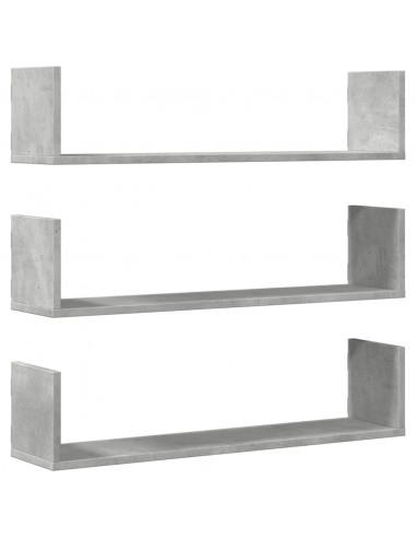 Mensole a Parete 3pz Grigio Cemento 80x18x18 cm in Truciolato