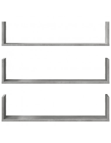 Mensole a Parete 3pz Grigio Cemento 80x18x18 cm in Truciolato