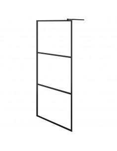 Parete Doccia Walk-in in Vetro Trasparente ESG Nera 100x195 cm 2