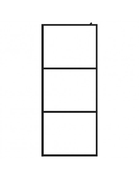 Parete Doccia Walk-in in Vetro Trasparente ESG Nera 90x195 cm