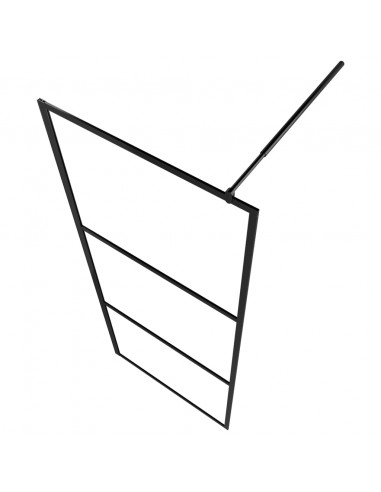 Parete Doccia Walk-in in Vetro Trasparente ESG Nera 90x195 cm