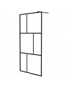 Parete per Doccia Walk-in in Vetro Temperato Nera 100x195 cm 2
