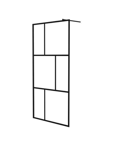 Parete per Doccia Walk-in in Vetro Temperato Nera 100x195 cm
