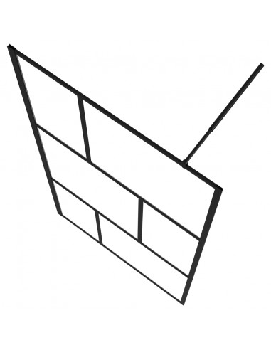 Parete per Doccia Walk-in in Vetro Temperato Nera 100x195 cm
