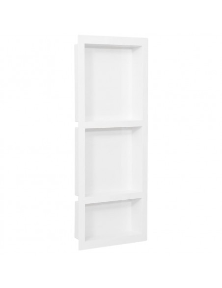 Nicchia da Doccia con 3 Scomparti Bianco Opaco 41x99x9 cm