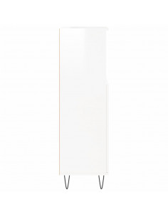 Armadietto Bagno Bianco Lucido 30x30x100cm in Legno Multistrato 2