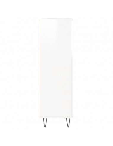 Armadietto Bagno Bianco Lucido 30x30x100cm in Legno Multistrato