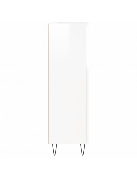 Armadietto Bagno Bianco Lucido 30x30x100cm in Legno Multistrato