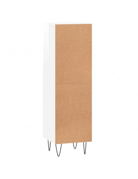 Armadietto Bagno Bianco Lucido 30x30x100cm in Legno Multistrato