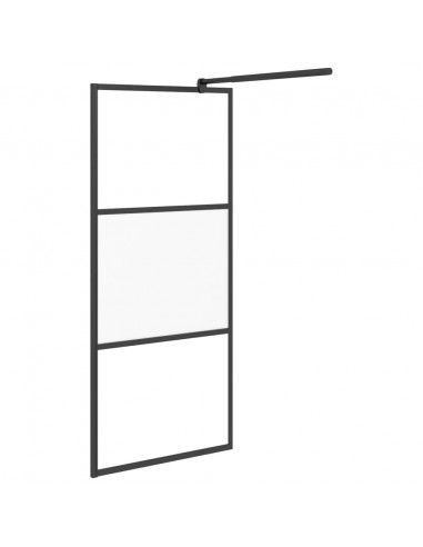 Parete Doccia Walk in 90x195 cm Vetro Semi Smerigliato ESG Nero