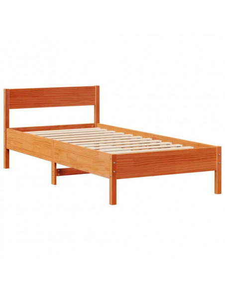Letto Libreria senza Materasso Marrone Cera 90x200 cm in Pino