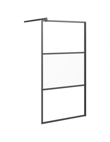 Parete Doccia Walk in 100x195cm Vetro Semi Smerigliato ESG Nero
