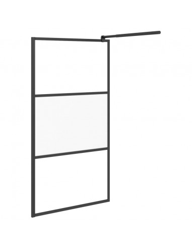 Parete Doccia Walk in 100x195cm Vetro Semi Smerigliato ESG Nero