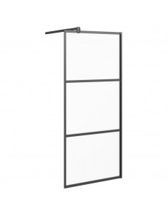Parete Doccia Walk in 90x195 cm in Vetro Smerigliato ESG Nero 2