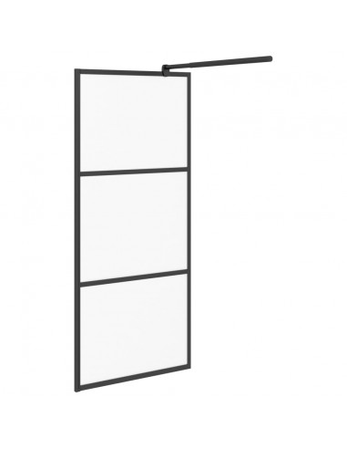 Parete Doccia Walk in 90x195 cm in Vetro Smerigliato ESG Nero