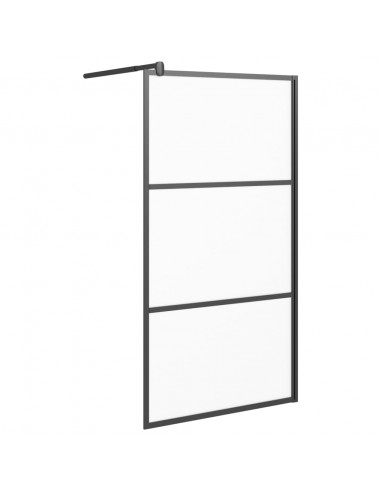 Parete Doccia Walk in 100x195 cm in Vetro Smerigliato ESG Nero