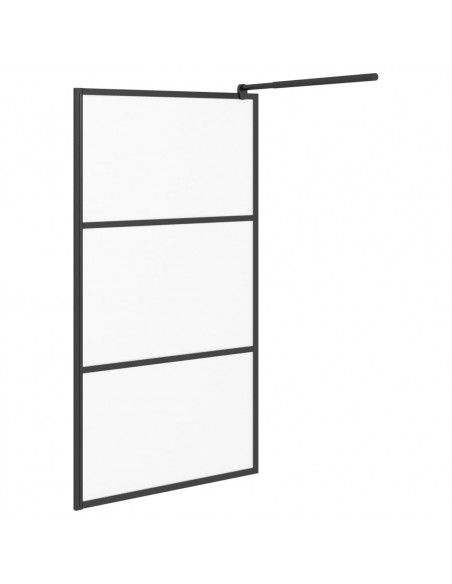 Parete Doccia Walk in 100x195 cm in Vetro Smerigliato ESG Nero