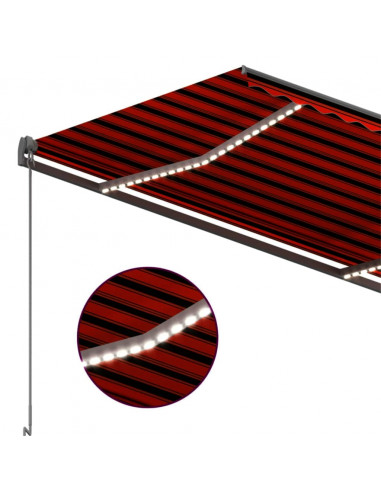 Tenda Automatica Sensore Vento e LED 300x250 cm Arancio Marrone