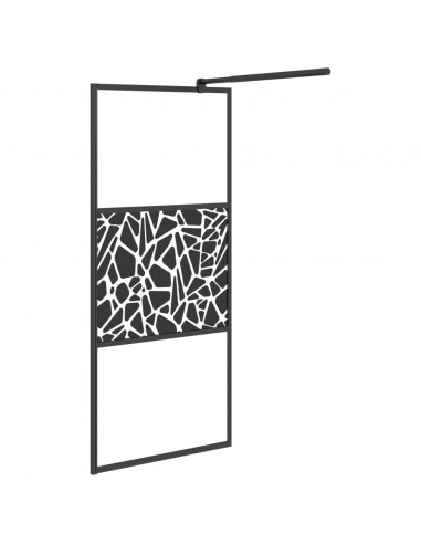 Parete Doccia Walk in 80x195cm Vetro ESG con Design Pietre Nero