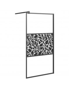 Parete Doccia Walk in 100x195 cm Vetro ESG Design Pietre Nero 2