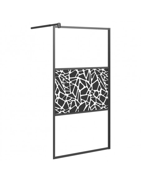 Parete Doccia Walk in 100x195 cm Vetro ESG Design Pietre Nero