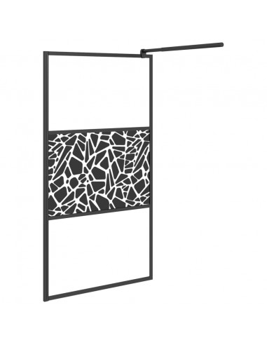 Parete Doccia Walk in 100x195 cm Vetro ESG Design Pietre Nero