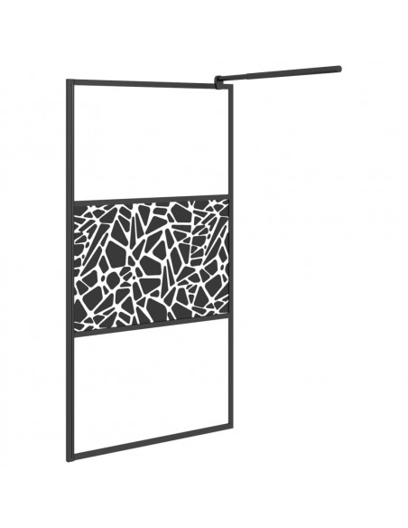 Parete Doccia Walk in 100x195 cm Vetro ESG Design Pietre Nero