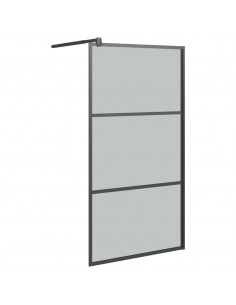Parete Doccia Walk in 100x195 cm in Vetro Scuro ESG Nero 2