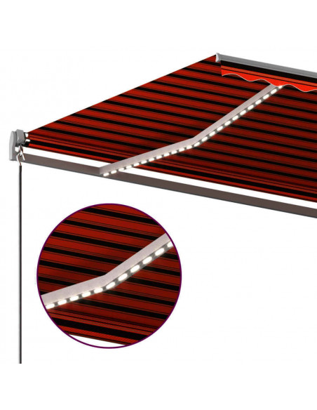 Tenda Automatica Sensore Vento e LED 450x350 cm Arancio Marrone