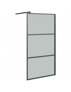Parete Doccia Walk in 115x195 cm in Vetro Scuro ESG Nero 2