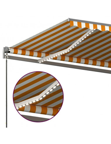 Tenda Automatica Sensore Vento e LED 450x350 cm Gialla Bianca
