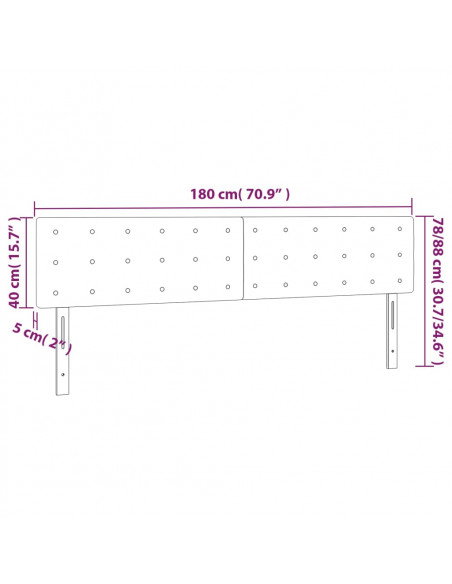 Testiera Bianca a LED 180x5x78/88 cm in Similpelle