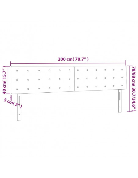 Testiera Bianca a LED 200x5x78/88 cm in Similpelle