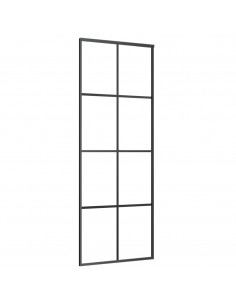 Porta Scorrevole in Alluminio e Vetro ESG 76x205 cm Nera 2