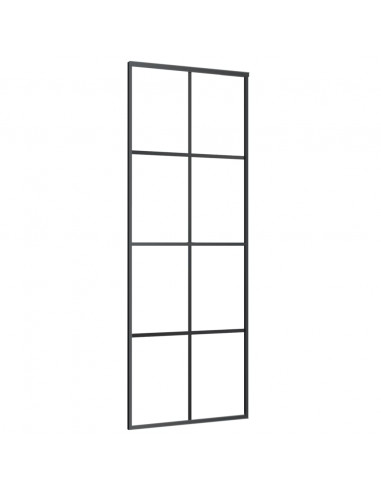 Porta Scorrevole in Alluminio e Vetro ESG 76x205 cm Nera