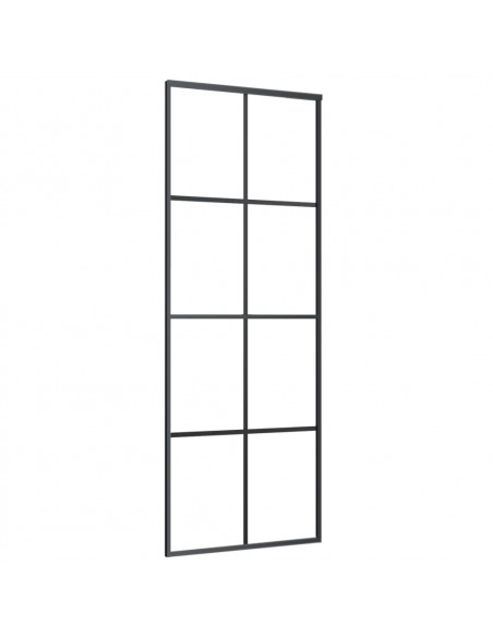 Porta Scorrevole in Alluminio e Vetro ESG 76x205 cm Nera