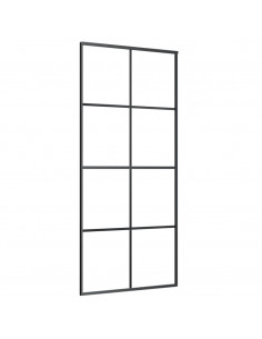 Porta Scorrevole in Vetro ESG e Alluminio 90x205 cm Nera 2