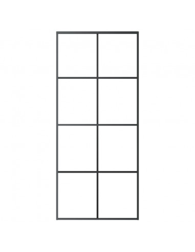 Porta Scorrevole in Vetro ESG e Alluminio 90x205 cm Nera